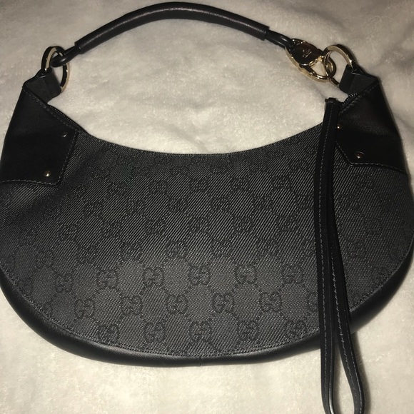Gucci denim monogram half moon hobo black - Picture 1 of 3